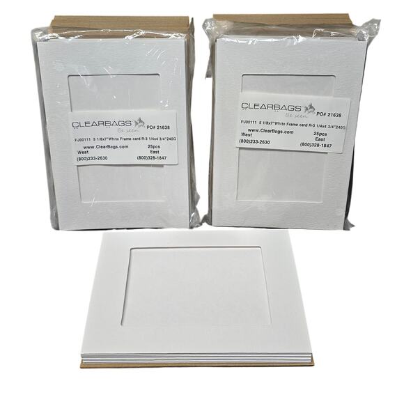 White Frame Card Cardstock Double Paper Adhesive Seal 5 1/8" x 7" 58 Cards - Picture 1 of 8